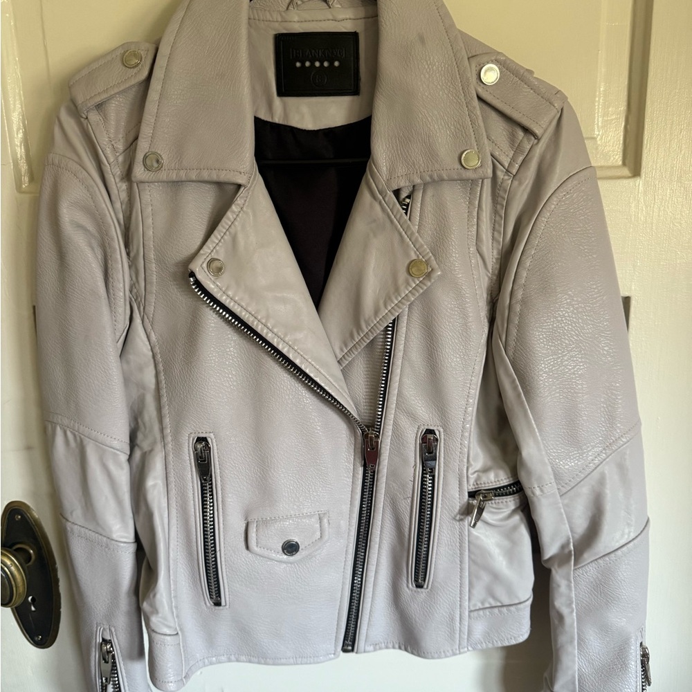 Blank NYC Light Gray Faux Leather Jacket